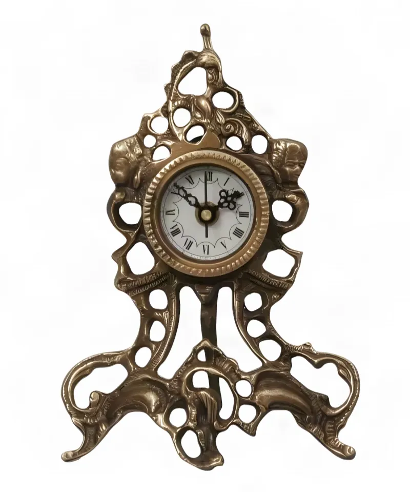 Baroque Luxury Bronze Table Clock with Openwork Scroll Frame & Sculpted Ornamental Base Baroque Luxury Bronze Table Clock with Openwork Scroll Frame & Sculpted Ornamental Base by Luxury Group International