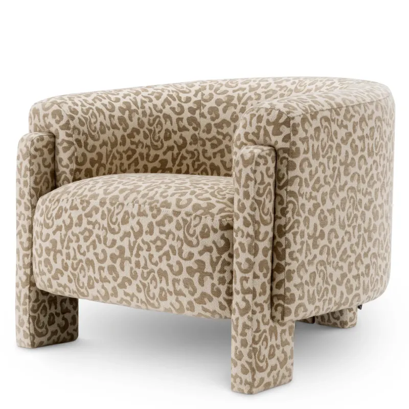 Sillón de diseño tapizado de lujo en color beige con estampado de leopardo - Sillón de lujo por Luxury Group International
