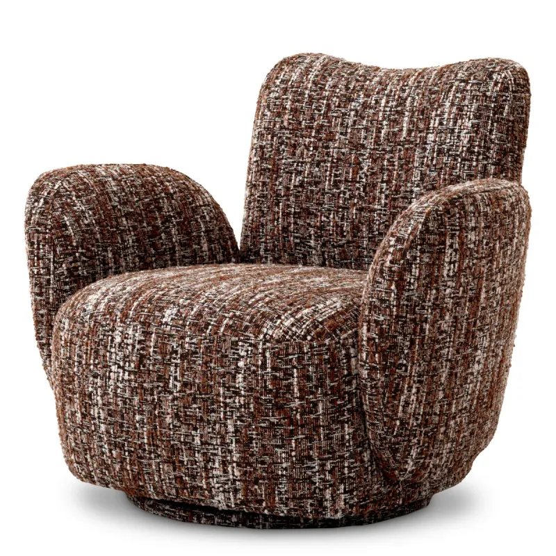 Luxury Brown Textured Upholstered Armchair with Curved Arms - Luxury Armchair by Luxury Group International