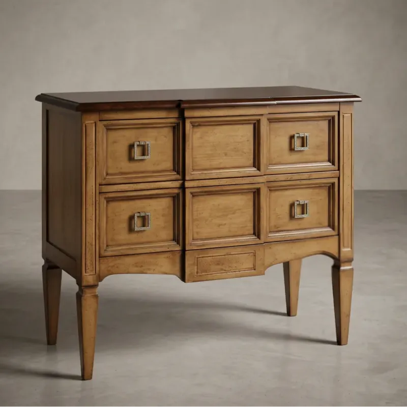 Luxury Wooden Baroque Chest of Drawers with Walnut Top Finish & Multi-Drawer Storage Front View by Luxury Group International