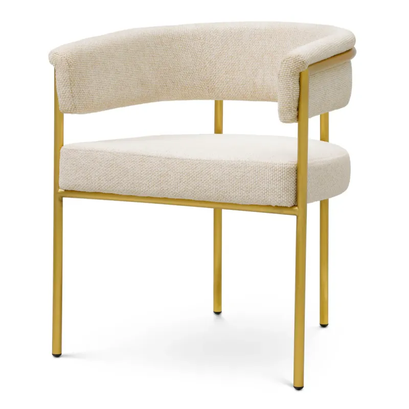 Luxury Cream Bouclé Dining Chair with Gold Metal Frame - Luxury Dining Chair by Luxury Group International