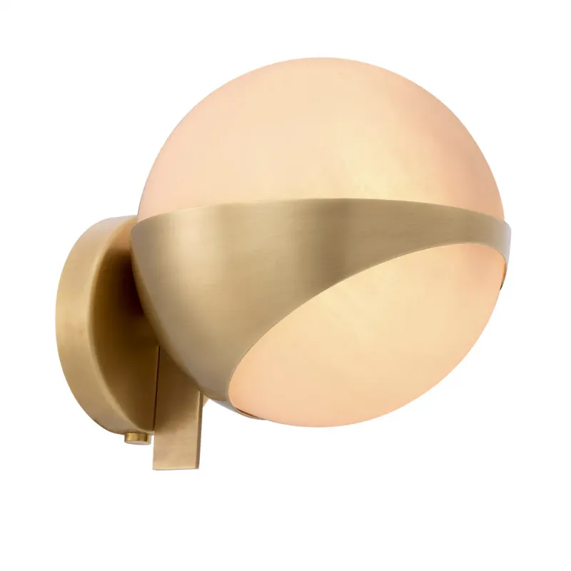 Luxus Messing Globus Wandleuchte mit Mattiertem Glasschirm von Luxury Group International