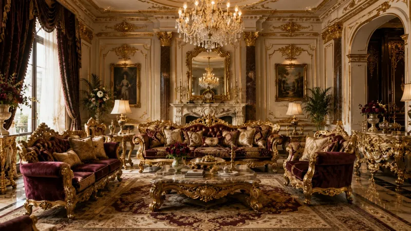 From Plain to Palatial: Designing a Baroque Living Room with Modern Luxury