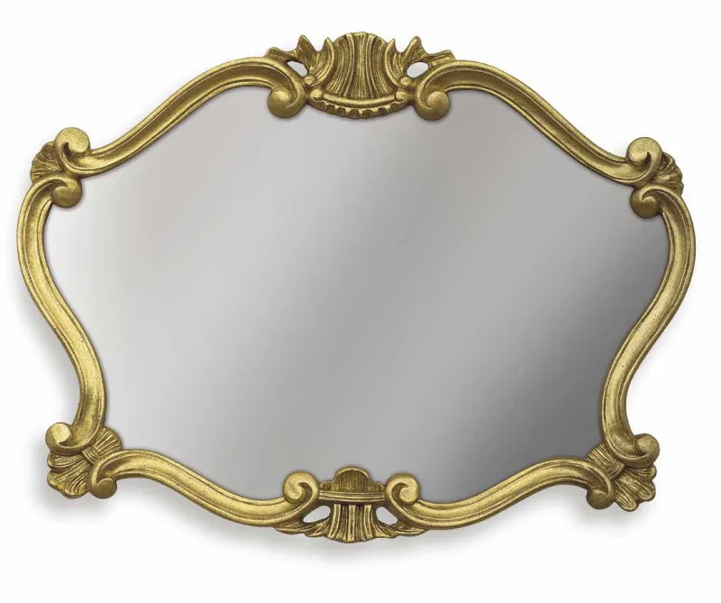 Golden Baroque Luxury Wall Mirror with Shell Crests and Sweeping Scrollwork - Baroque Mirrors Front View by Luxury Group International
