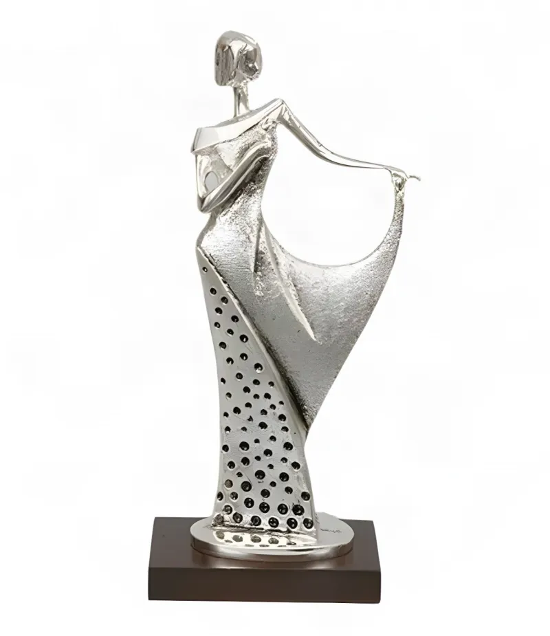 Graceful Lady Luxury Bronze Sculpture with Draped Gown on Wooden Base - Luxury Bronze Figure by Luxury Group International