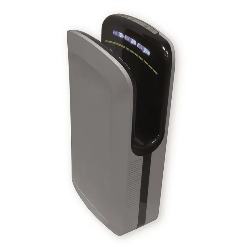 High-Speed Luxury Automatic Hand Dryer in Grey & Black Finish with Antibacterial Filtration System Front View by Luxury Group International
