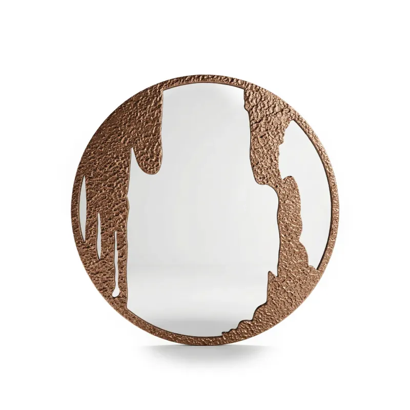 Luxury Abstract Bronze Round Wall Mirror 100 × 100 cm with designer metal frame by Luxury Group International
