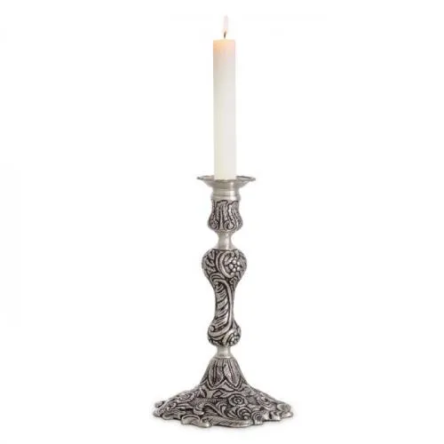 Luxury Antique Silver Plated Candle Holder Front View by Luxury Group International