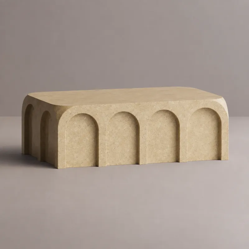 Modern Stone Coffee Table with Sculptural Arch Design for Modern Interiors - Luxury Hotel Furniture by Luxury Group International