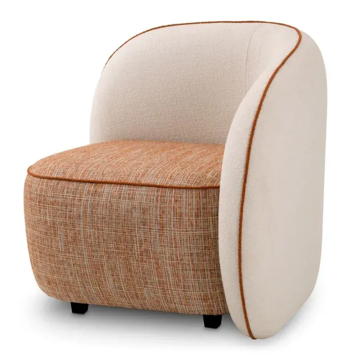 Luxury Armchair Cream / Terracotta 90 cm - Living Room & Hotel Furniture - Luxury Furniture Front View by Luxury Group International