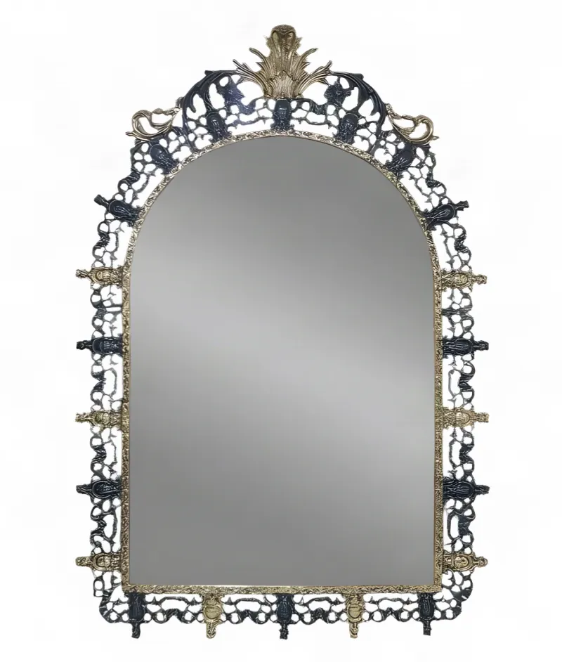 Luxury Baroque Bronze Arched Wall Mirror with Ornamental Openwork Crest - Baroque Mirrors by Luxury Group International