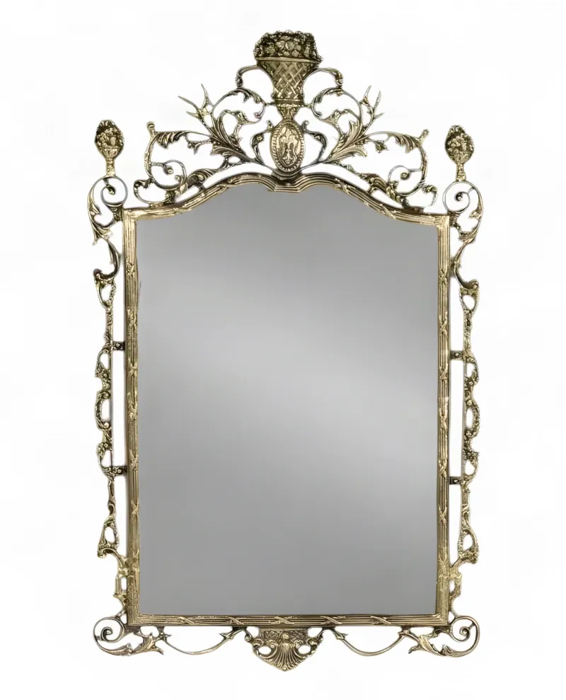 Luxury Baroque Bronze Crown Wall Mirror with Foliate Scrollwork - Baroque Mirrors by Luxury Group International