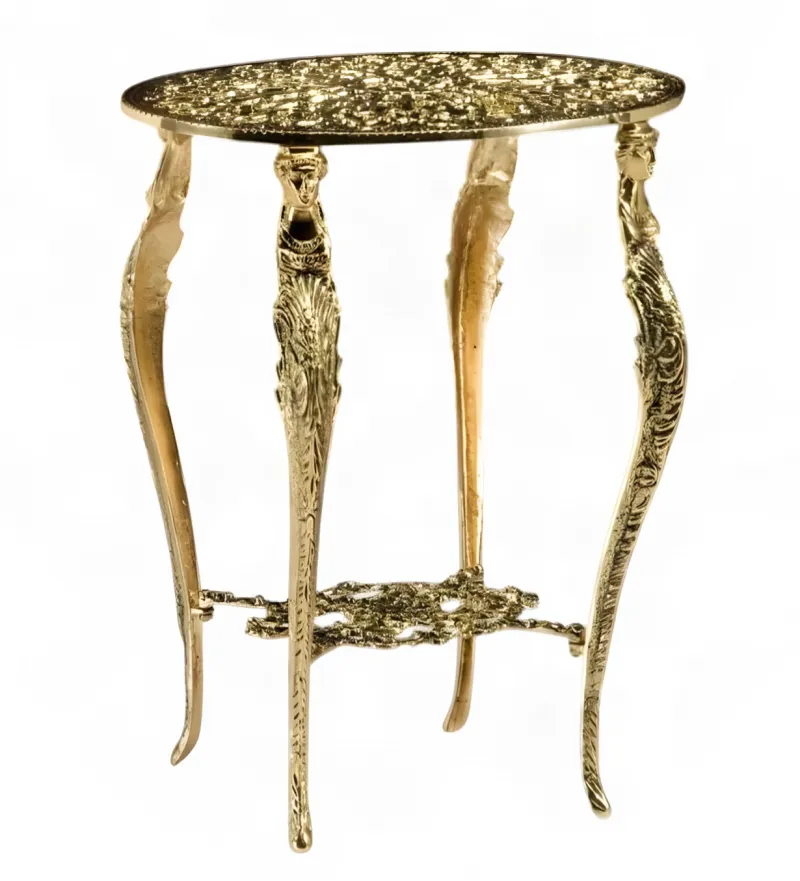 Luxus Barocker Bronze-Runder Beistelltisch mit Durchbrochenem Blumenrosetten-Top & Figürlichen Beinen von Luxury Group International