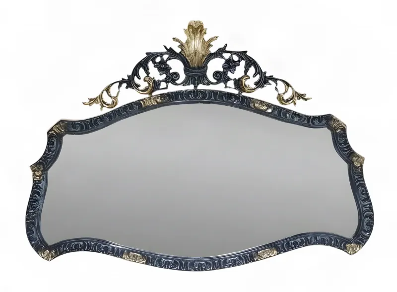 Luxury Baroque Bronze Serpentine Wall Mirror with Foliate Crest - Baroque Mirrors by Luxury Group International