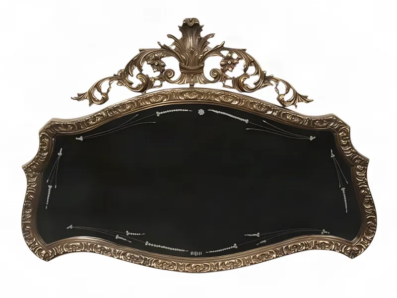 Luxury Baroque Bronze Serpentine Wall Mirror with Foliate Crest - Baroque Mirrors by Luxury Group International