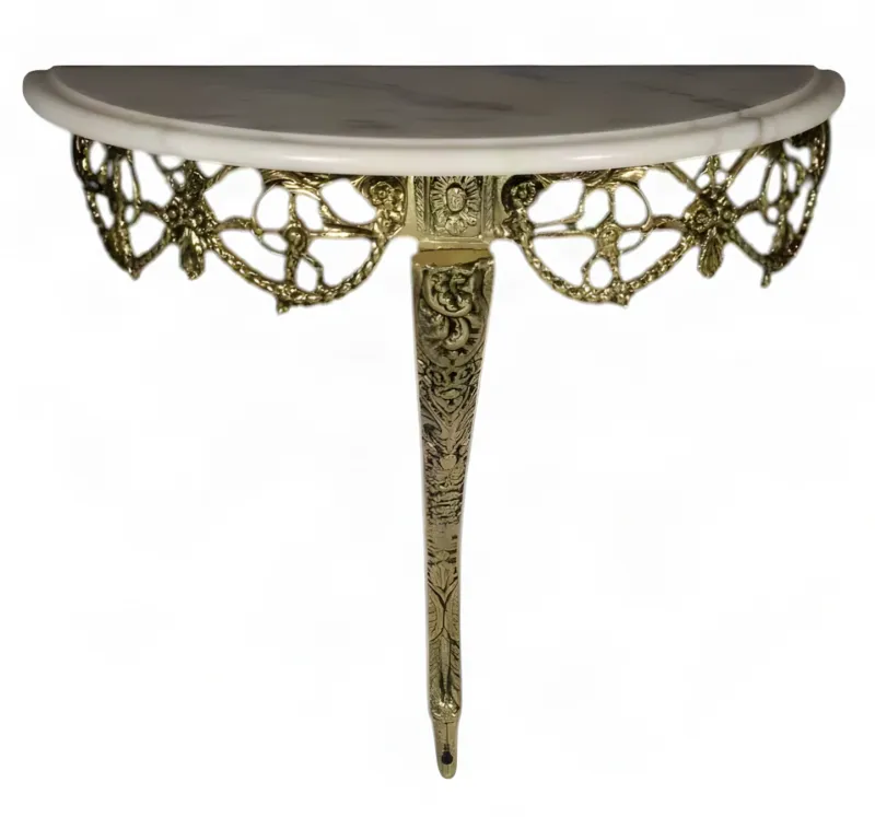 Luxus Barock Bronze Wandtisch mit Demi-Lune Marmorplatte – Luxus Konsolentisch von Luxury Group International
