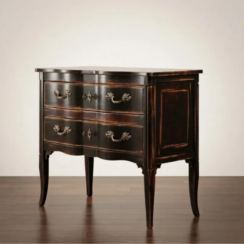 Luxury Baroque Chest of Drawers with Curved Front Profile - 2 Drawer Storage - White/Black/Pink Finishes by Luxury Group International