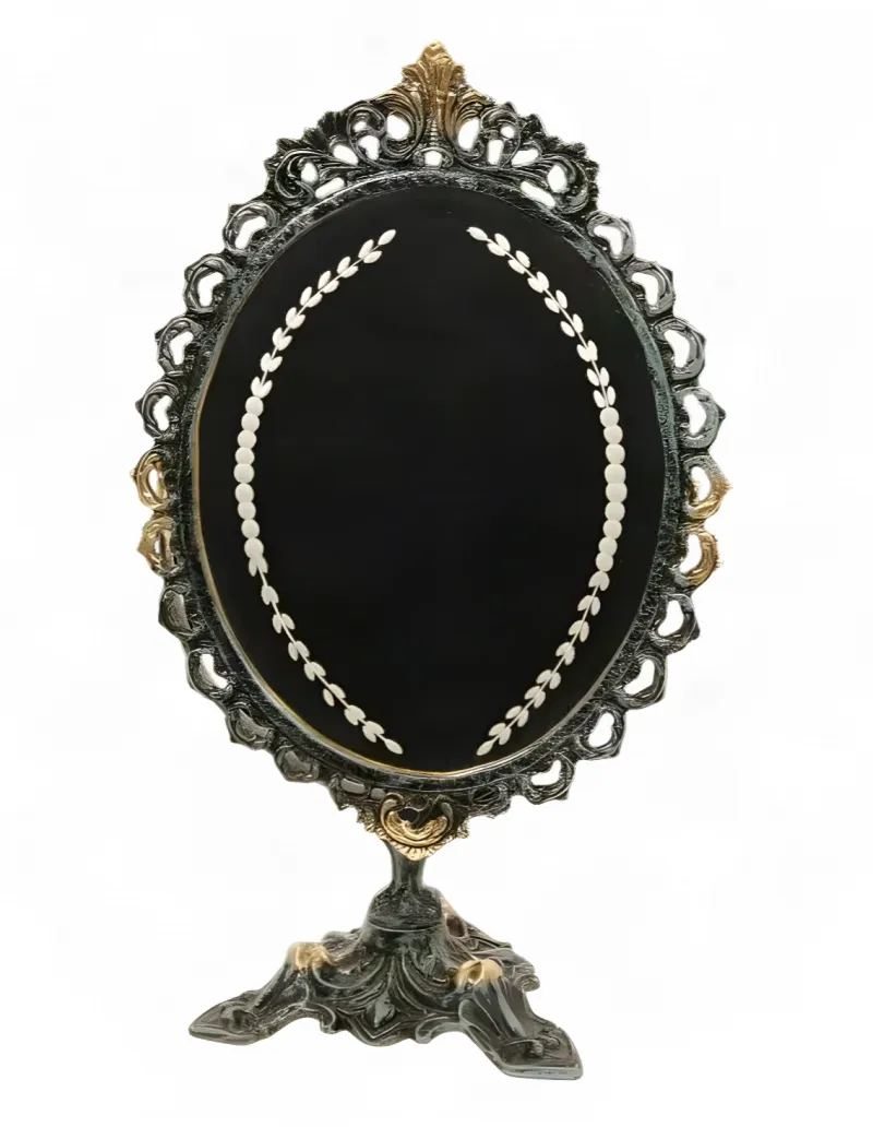 Luxus Barock Ovaler Drehbarer Tischspiegel mit Verziertem Bronze-Altanrahmen – Luxus Wohnaccessoires von Luxury Group International