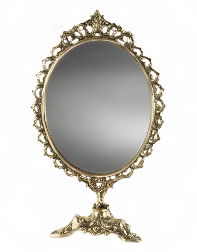 Luxus Barock Ovaler Drehbarer Tischspiegel mit Verziertem Bronze-Altanrahmen – Luxus Wohnaccessoires von Luxury Group International