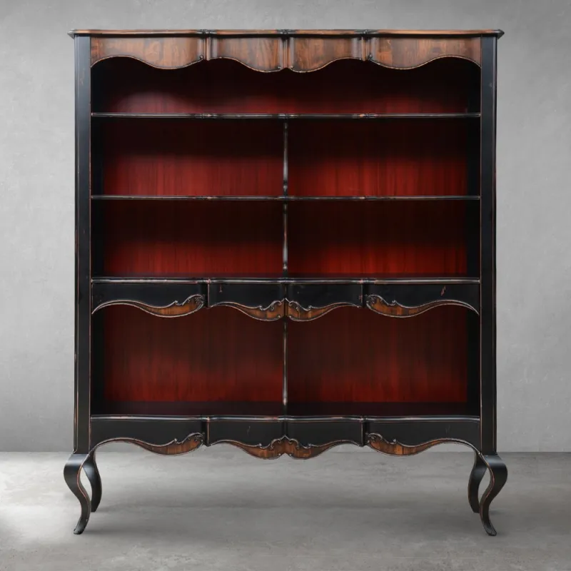 Luxury Baroque Wooden Display Shelve with Decorative Curved Apron - Luxury Shelve Cabinet Front View by Luxury Group International