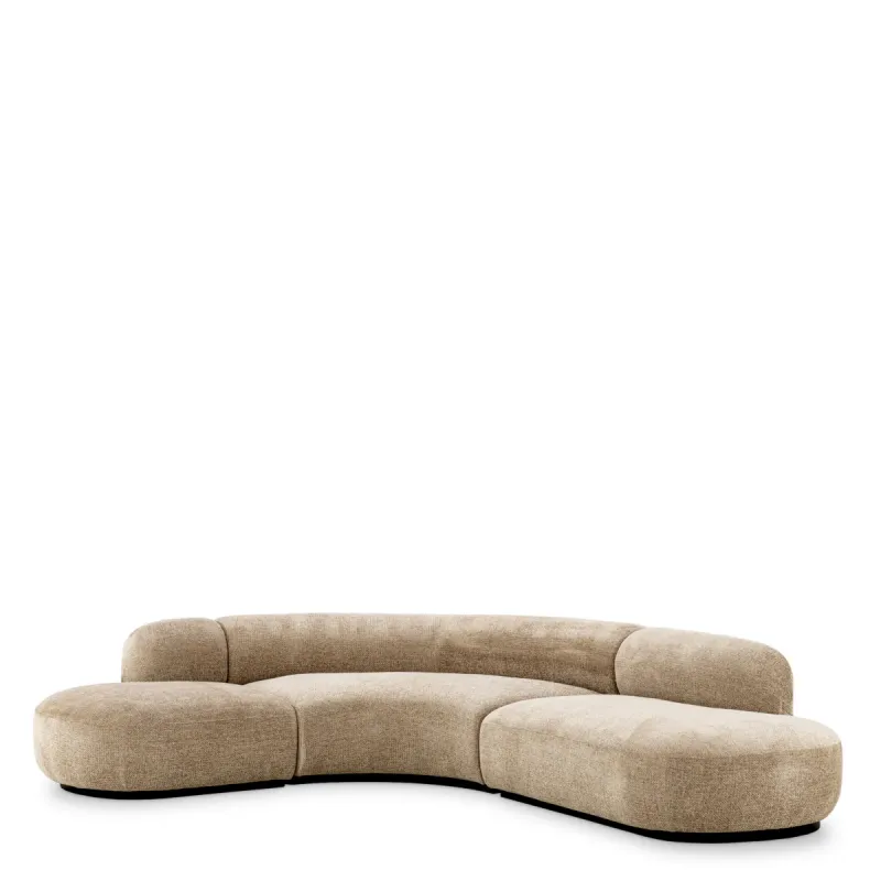 Luxury Beige Curved Large Modular Sectional Sofa - Luxury Hotel Furniture Front View by Luxury Group International