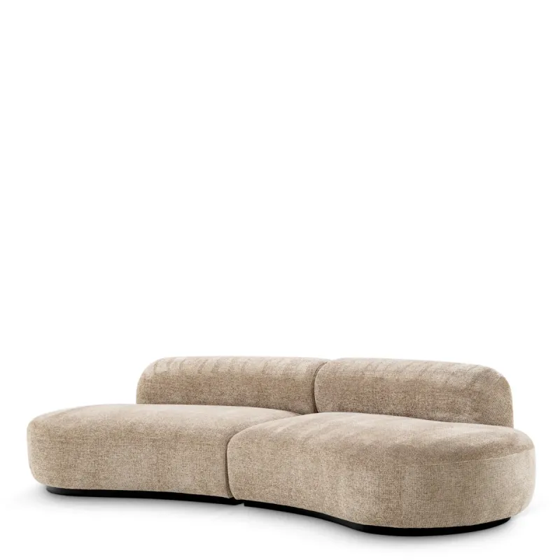 Luxury Beige Curved Modular Sofa with Sculptural Form - Luxury Hotel Furniture Front View by Luxury Group International