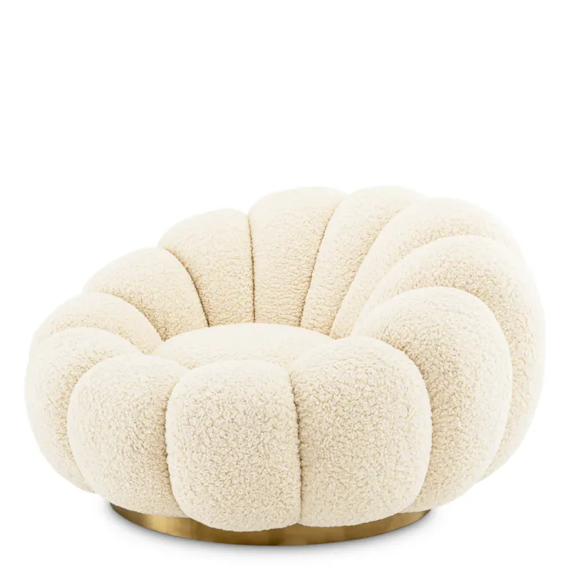 Luxury Beige Modern Round Chair 112 cm - Luxury Living Room & Hotel Furniture Front View by Luxury Group International