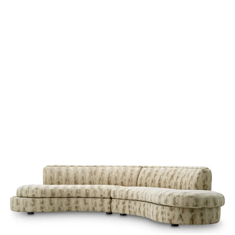 Luxus Beige Gemustertes Geschwungenes Modulares Sofa für Designer-Wohnzimmerkomfort von Luxury Group International
