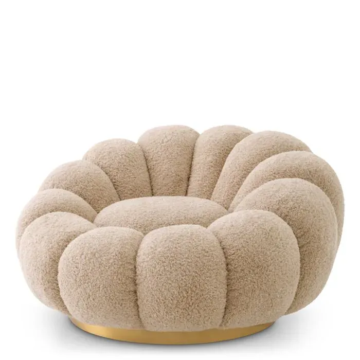 Luxury Beige Round Armchair 112 cm - Living Room & Hotel Furniture - Luxury Furniture Front View by Luxury Group International