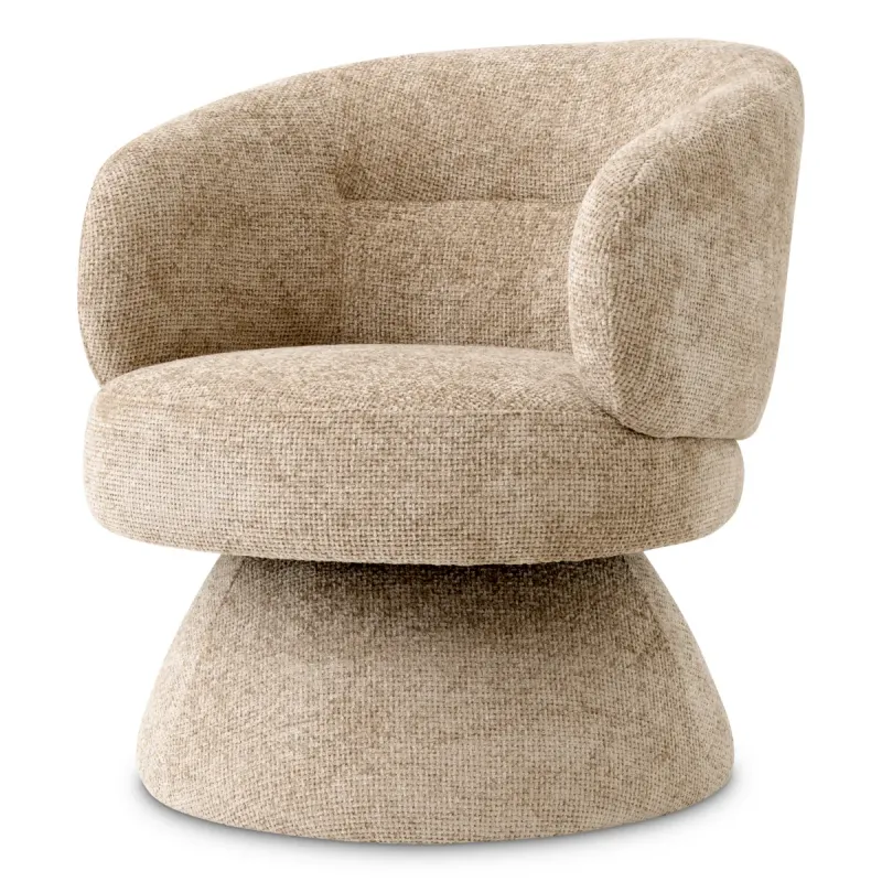 Luxury Beige Upholstered Armchair 93 cm - Living Room & Hotel Furniture Front View by Luxury Group International