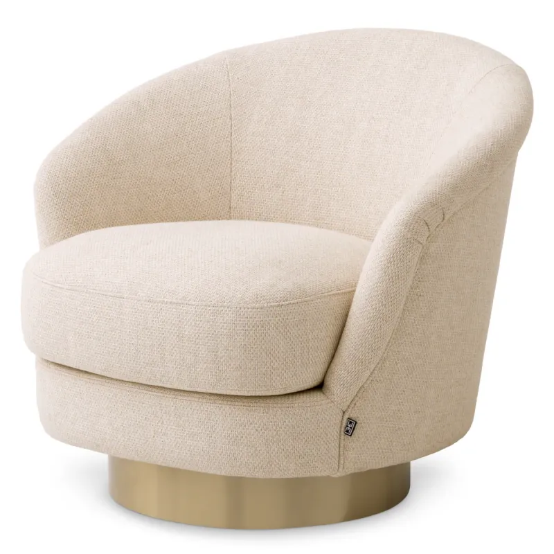 Luxury Beige Swivel Lounge Chair 84 cm - Living Room & Hotel Furniture - Luxury Furniture Front View by Luxury Group International