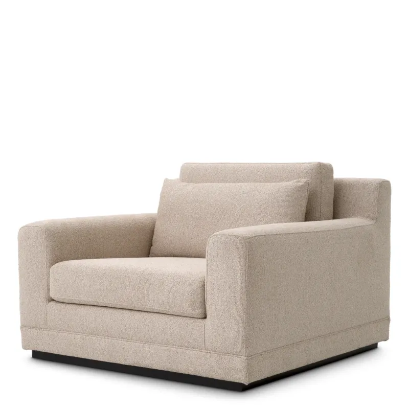 Luxury Beige Upholstered Armchair with Loose Back Cushion – 100 cm - Luxury Hotel Furniture Luxury Beige Upholstered Armchair with Loose Back Cushion – 100 cm - Luxury Hotel Furniture Front View by Luxury Group International