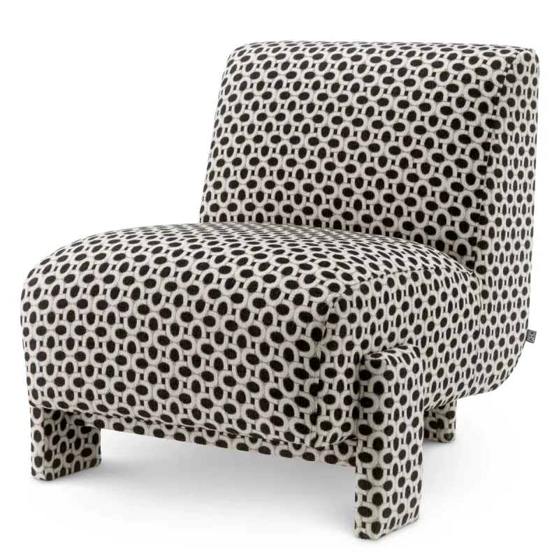 Luxury Black and White Patterned Upholstered Lounge Chair - Luxury Armchair - Luxury Living Room by Luxury Group International