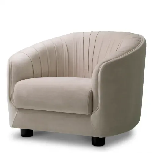 Luxury Black Feet Light Fabric Chair Front View by Luxury Group International
