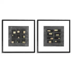 Luxury Black Square Decorative Wall Art Set (2 pcs.) Front View by Luxury Group International
