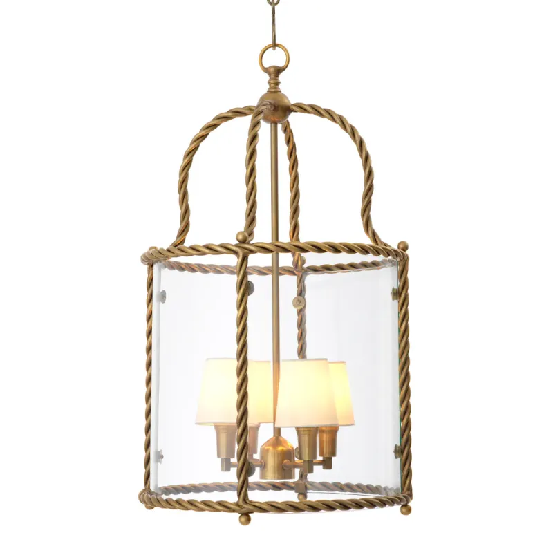 Luxury Brass Lantern Pendant Ceiling Lamp with Glass Enclosure Ø46 cm - Luxury Pendant Light by Luxury Group International