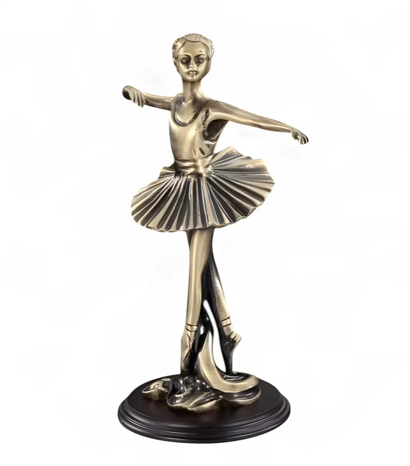Luxury Bronze Ballerina Sculpture on Wooden Base - Luxury Bronze Figure by Luxury Group International