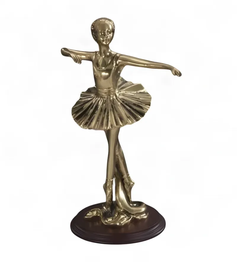 Luxury Bronze Ballerina Sculpture on Wooden Base - Luxury Bronze Figure by Luxury Group International