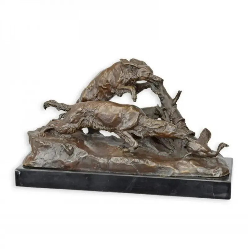 Luxury Bronze Duck Chase Sculpture Front View by Luxury Group International