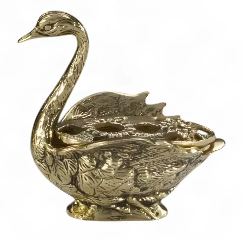 Luxus Bronze Enten-Blumenvase mit Skulpturiertem Gefieder & Durchbrochenem Blumenhalter – Luxus Vasen von Luxury Group International