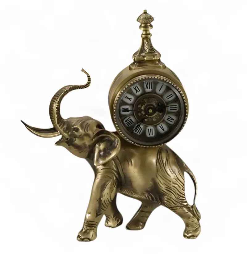 Sculpture d'Éléphant en Bronze de Luxe avec Horloge à Cadran à Chiffres Romains - Figurine en Bronze de Luxe par Luxury Group International