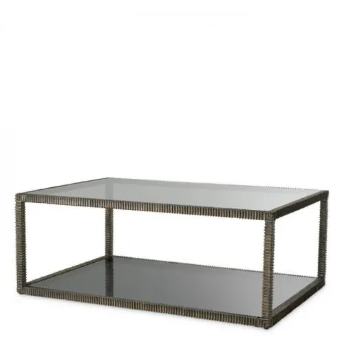 Luxury Bronze Finish Smoke Glass Sophisticated Coffee Table Front View by Luxury Group International