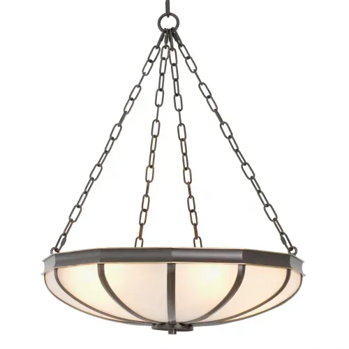 Luxury Bronze Finish White Glass Chandelier Front View by Luxury Group International