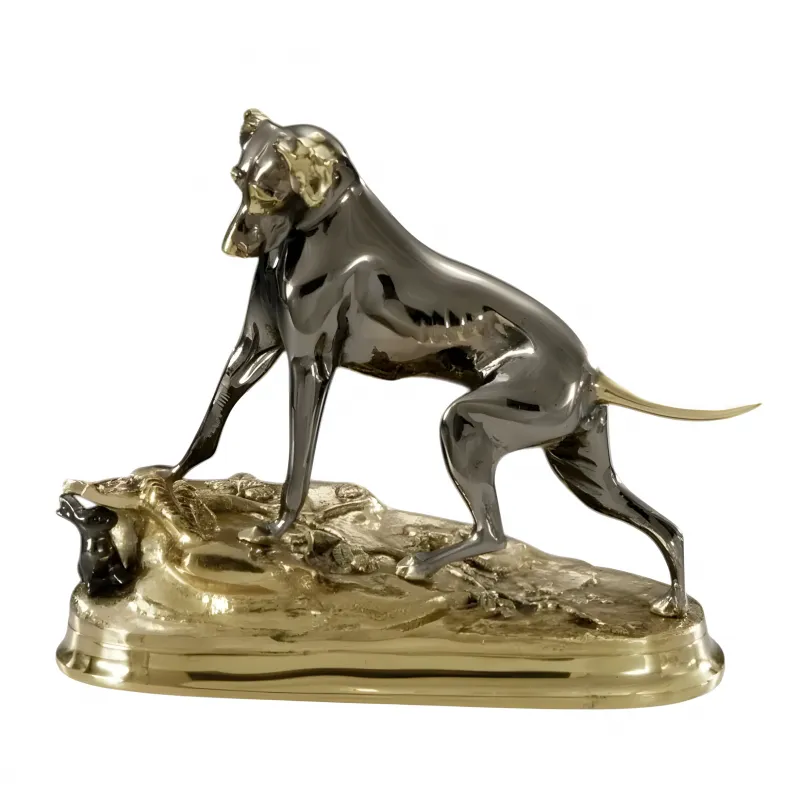 Luxus Bronze Jagdhund mit Kaninchen Skulptur in drei verschiedenen Ausführungen von Luxury Group International