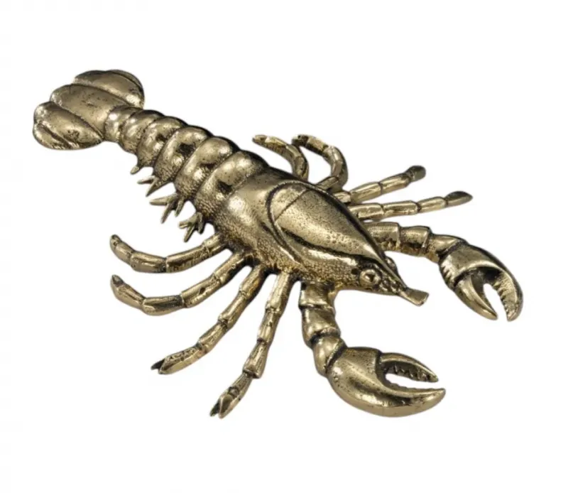 Luxury Bronze Lobster Sculpture with Segmented Shell in Golden Finish - Luxury Bronze Figure Front View by Luxury Group International