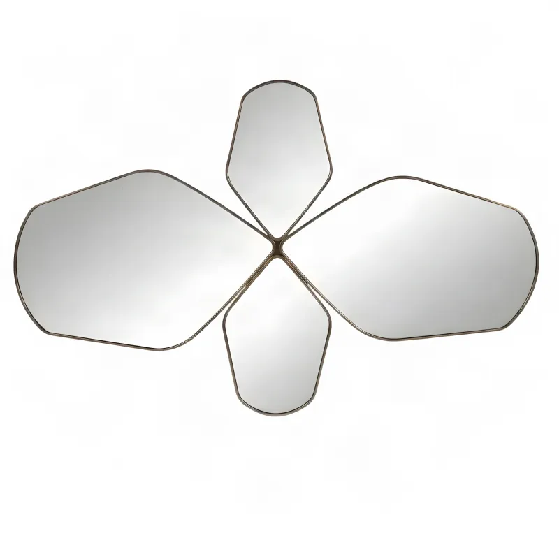 Miroir Mural de Luxe en Bronze à Quatre Panneaux Organiques - Miroir Mural de Luxe - Mobilier de Luxe pour Hôtels Vue de face par Luxury Group International