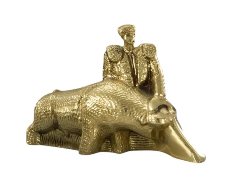 Luxury Bullfighter and Bull Bronze Sculpture in Golden & Antique Finish by Luxury Group International