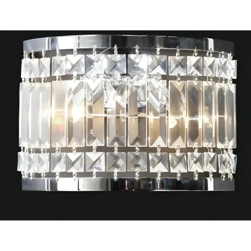 Luxury Chrome Crystal Wall Lamp with Geometric Prism Detailing & Modern Cylindrical Design Front View by Luxury Group International
