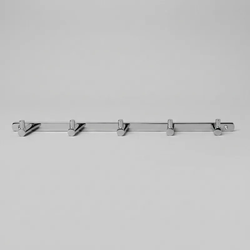 Luxury Chrome-Plated 5 Head Bath Robe Hanger for Premium Hotel Bathrooms Front View by Luxury Group International