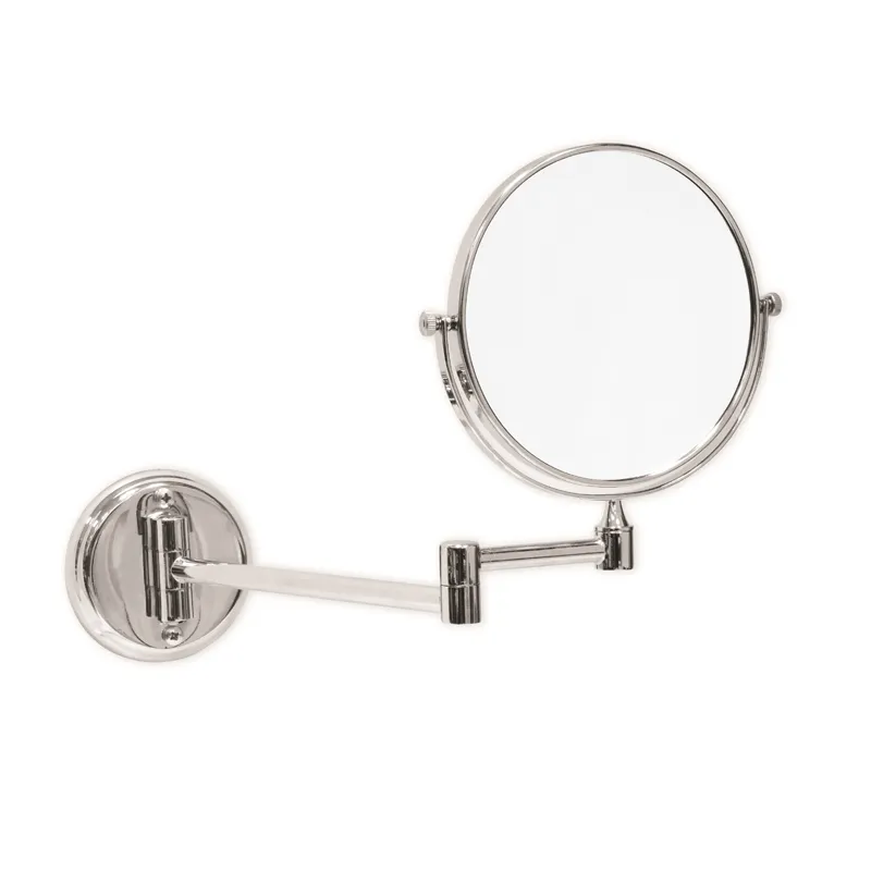 Luxury Chrome Plated Magnifying Mirror with Lens for Hotel Bathrooms Front View by Luxury Group International